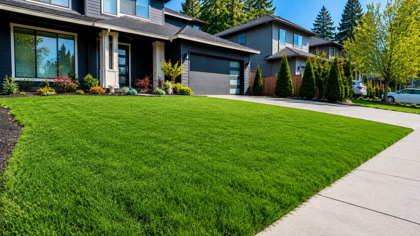 Thick, established green lawn